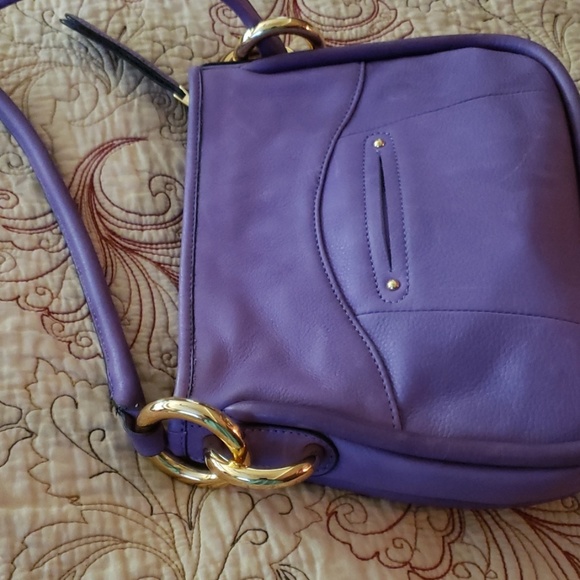 B. Makowsky Leather Crossbody Bag beautiful purple - Picture 4 of 7
